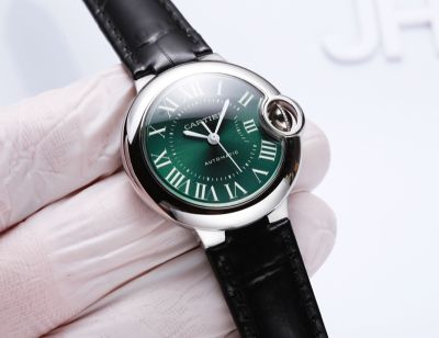 Cartier Blue Ballon 33MM Imported Call076 Movement Leather Bracelet Women Wrist Watch